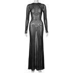 See Through Sheer Slim Bodycon Maxi Dress