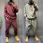 Solid Hooded Sweatshirt Sweatpants Set