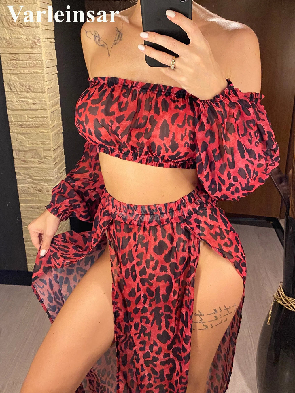 Off Shoulder Long Sleeve 2 Pieces Set