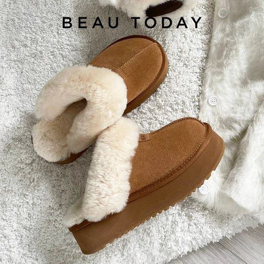 BEAUTODAY Cow Suede Mules