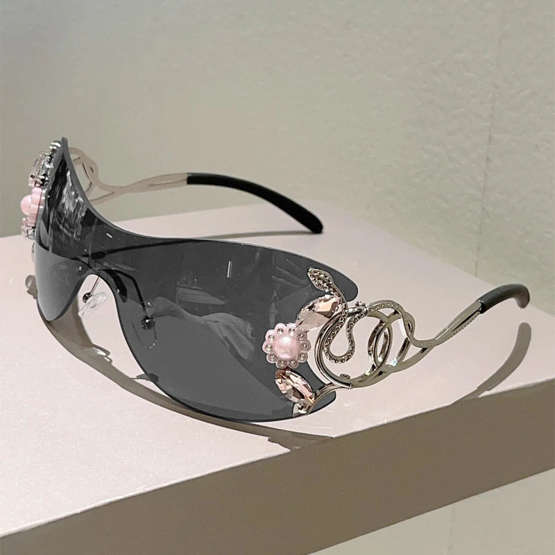 KAMMPT Rimless Sunglasses with Rhinestones