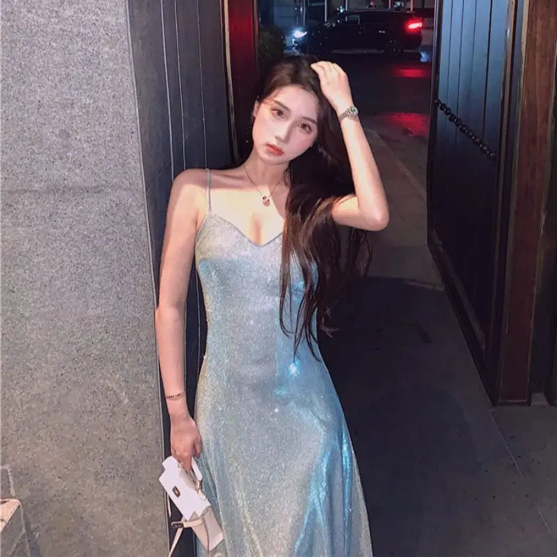 V-neck Suspender Dress