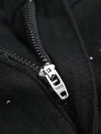 Rhinestone Embellished Black Stretch Skinny Jeans