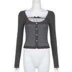 Polka Dot Print Contrast Patchwork Knitted Top