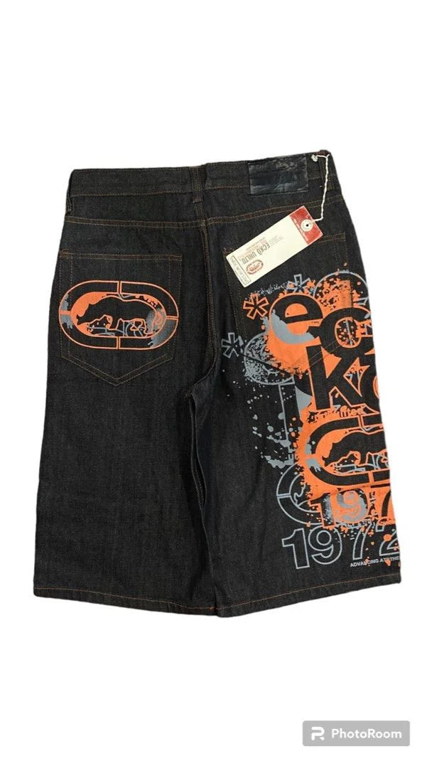 Pattern Denim Shorts