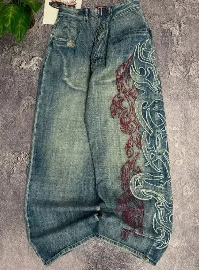 Tribal Print Baggy Jeans