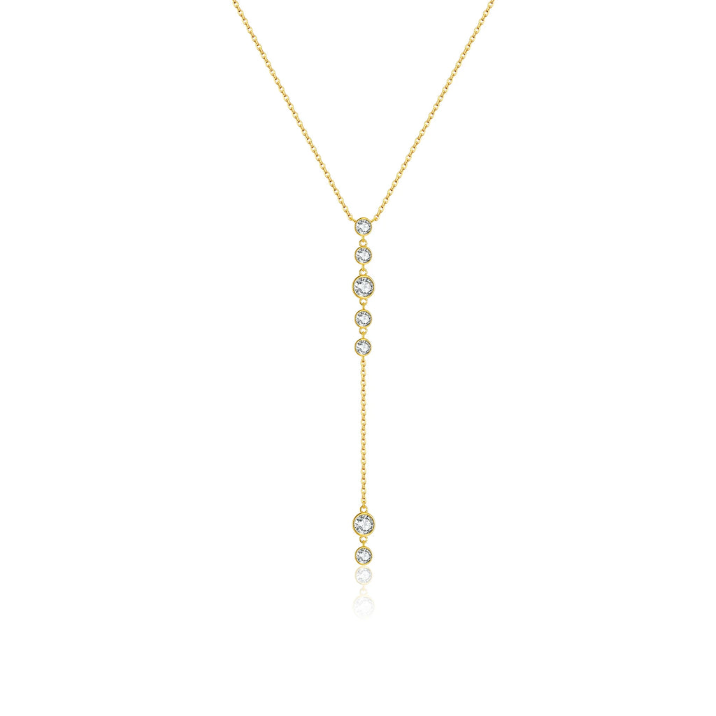 925 Sterling Silver Gold Round Long Pendant Chain Necklace