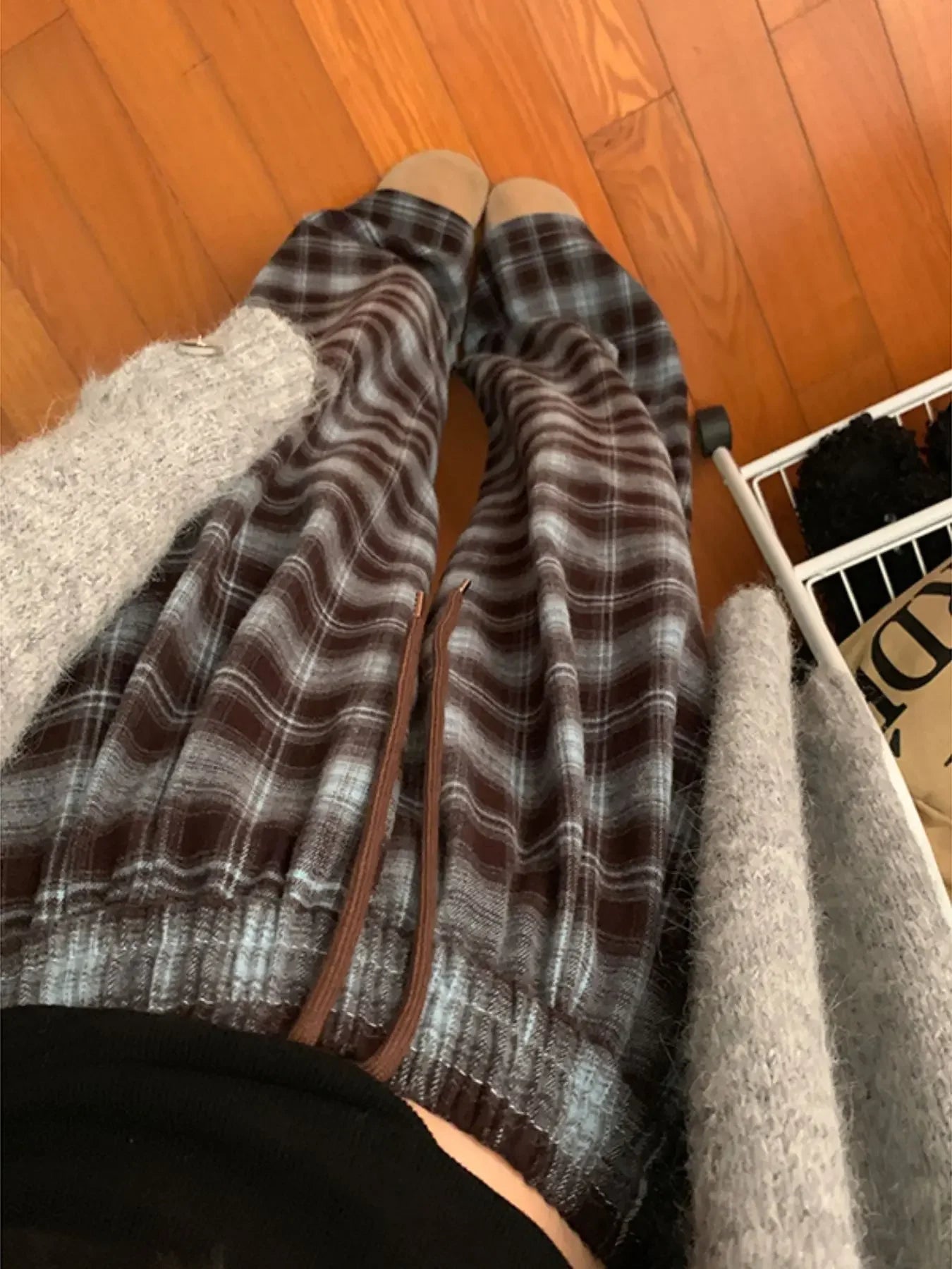 Straight Leg Plaid Pants