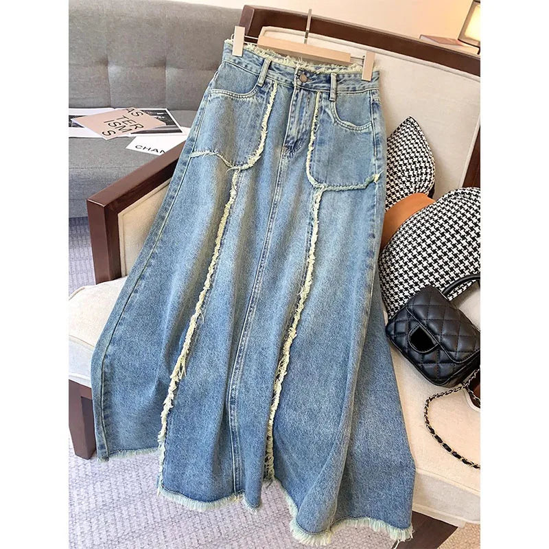 Tassel Denim Long Skirts