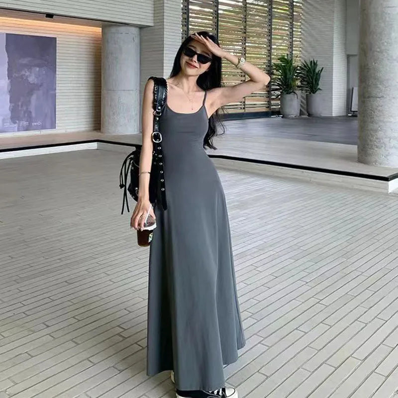 Solid Casual Basic Spaghetti Strap Dress