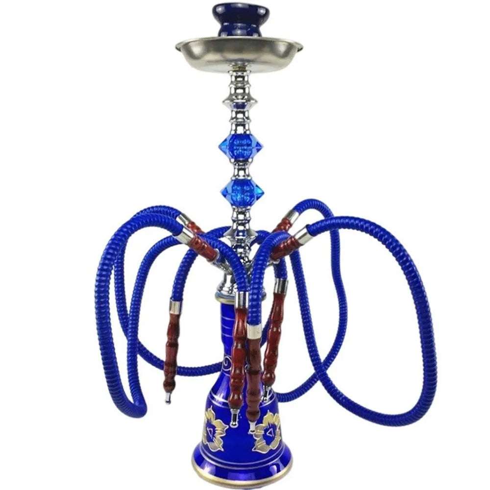 Shisha Full Set 4 Hoses With Ceramic Sheesha Bowl Hookah Metal Charcoal Tongs Chicha Narguile Smoke Accessories