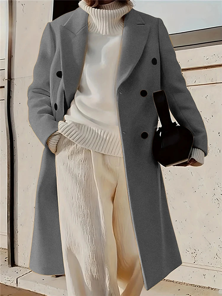 Pure Color Double-Breasted Jacket