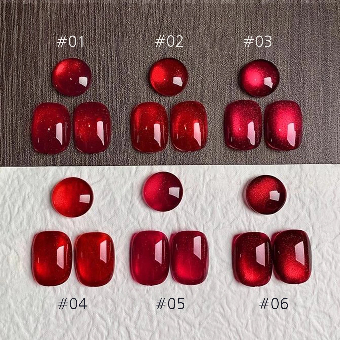 10ML 1-8PCS Red Cat Eye Nail Polish Red Nails 2026 New Cherry Wine Deep Red Glass Bead Magnet Cat Eye Spear Crystal Gel