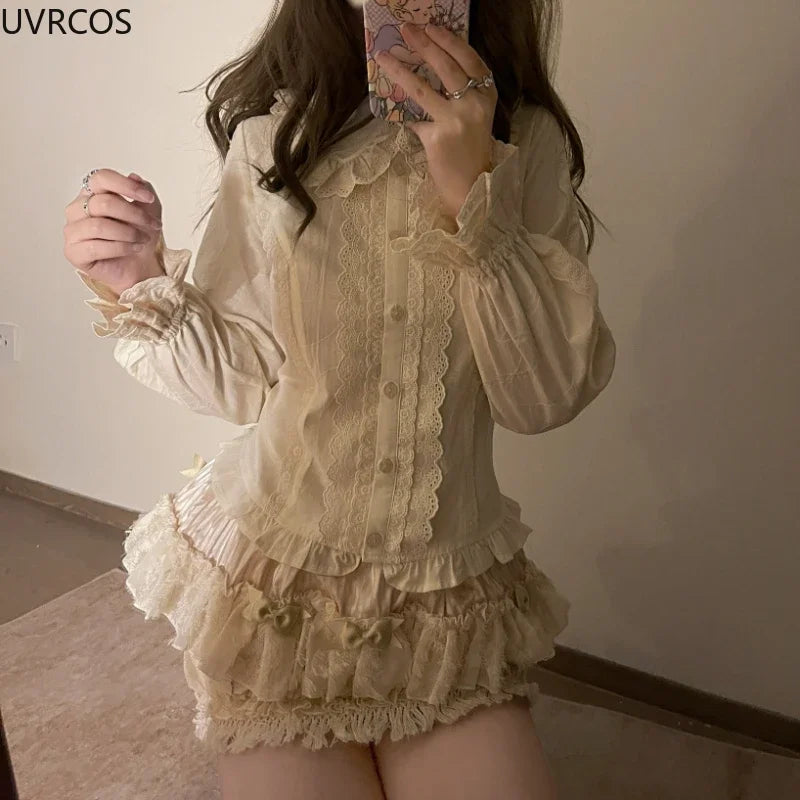 Ruffled Collar Button-Up