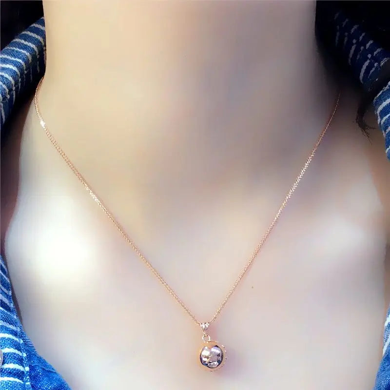 Plated 14K Rose Gold Ball Bead Necklace