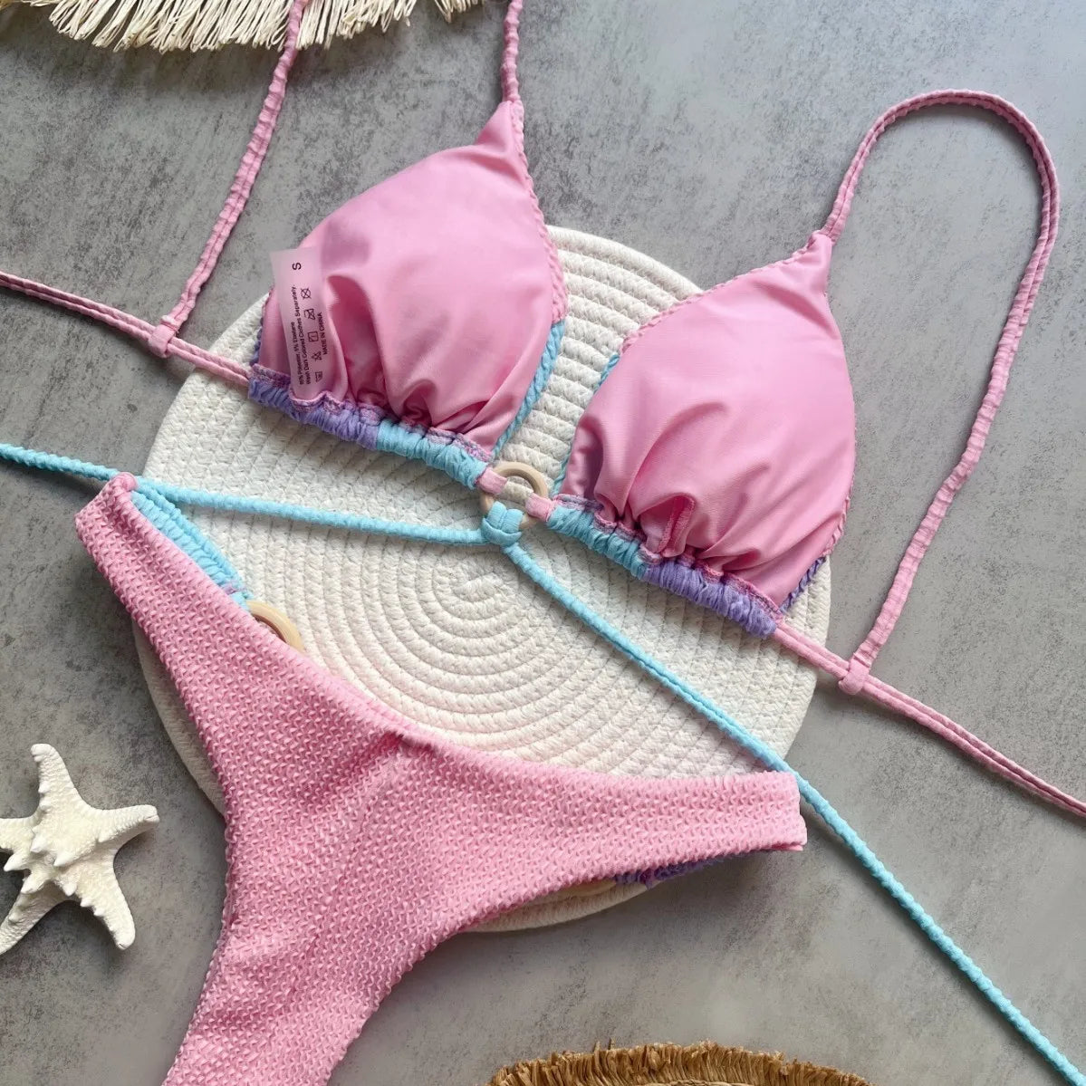 Spliced Solid Color Bikini