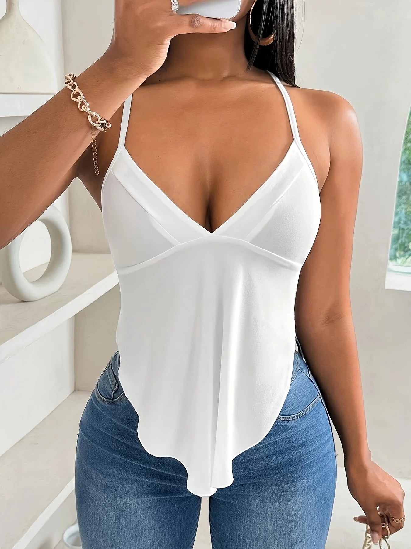 Asymmetrical Handkerchief Hem Cami Top
