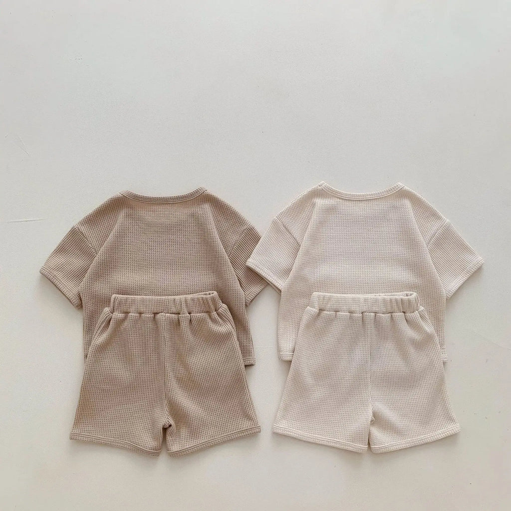 Waffle Knit Bear Pocket Set