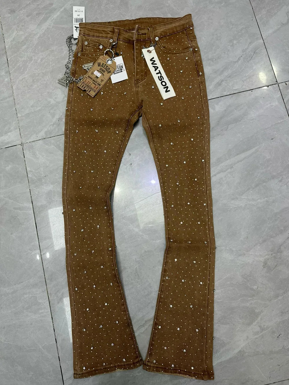Rhinestone Denim Flared Jeans
