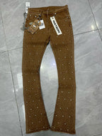 Rhinestone Denim Flared Jeans
