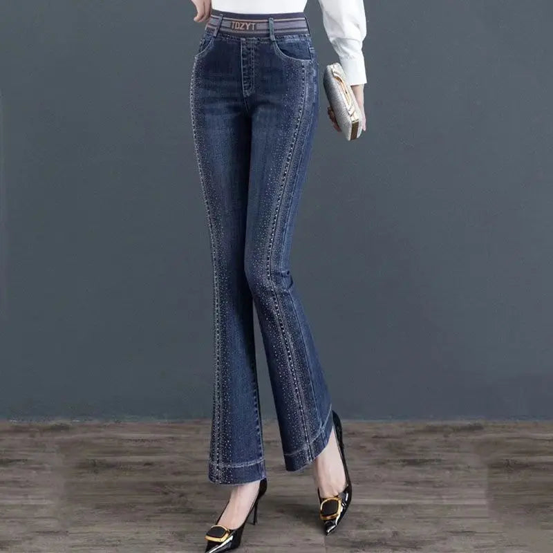 Simple Elegant High Waist Micro Flared Jeans