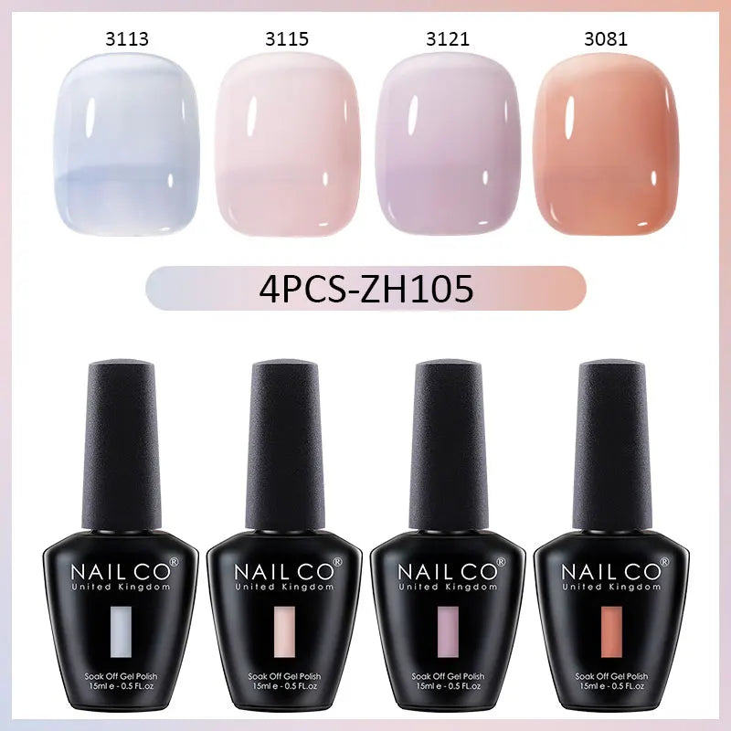 NAILCO 4pcs 15ml Autumn Winter Translucent Color Gel Nail Polish