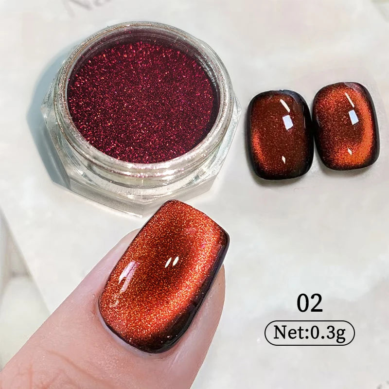 Water Light Purple Cat Magnetic Nail Powder Glitter Cat Magnet Effect Metallic Nail Pigment Dust Nail Art Supplies Decoration