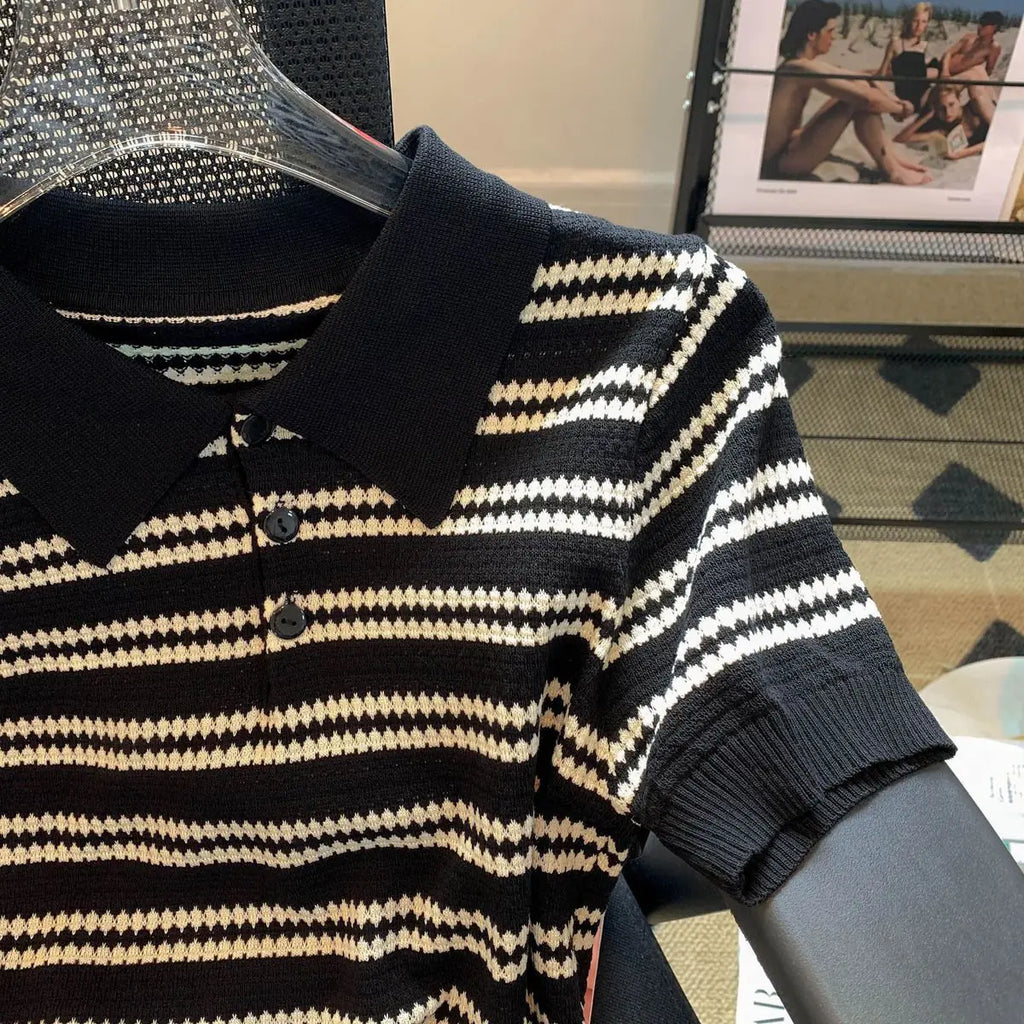 Knitted Stripe Polo