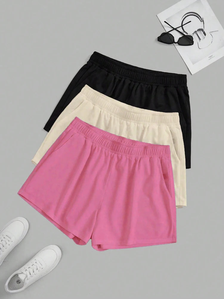 Elastic Waist Biker Shorts