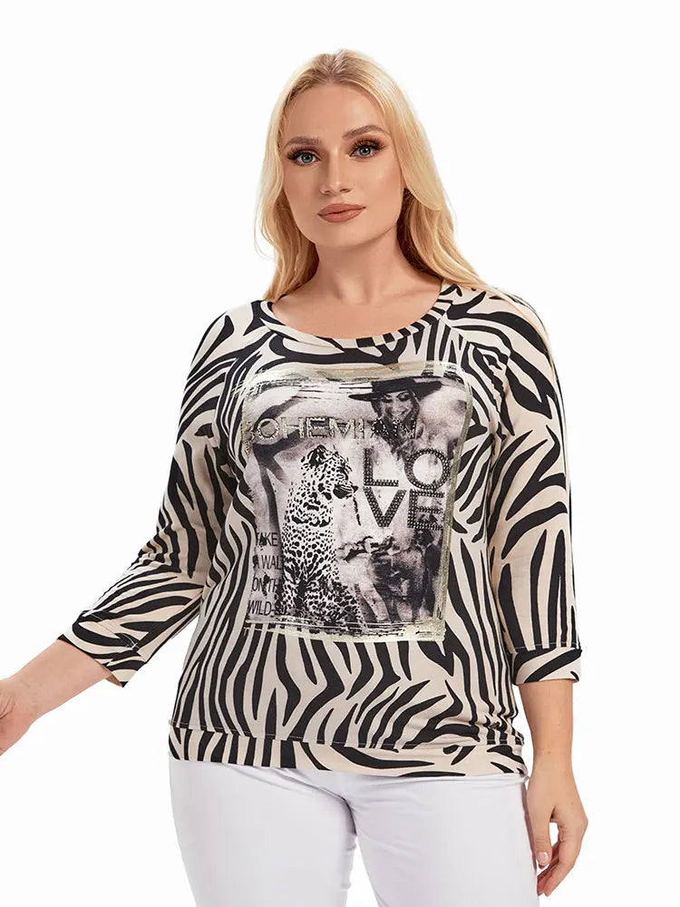 Round Neck Zebra Print Shirt