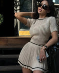 Knitted Mini Skirt Set