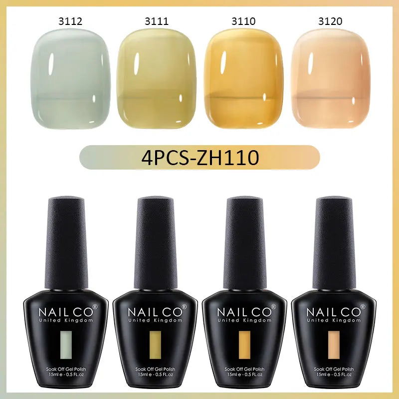 NAILCO 4pcs 15ml Autumn Winter Translucent Color Gel Nail Polish