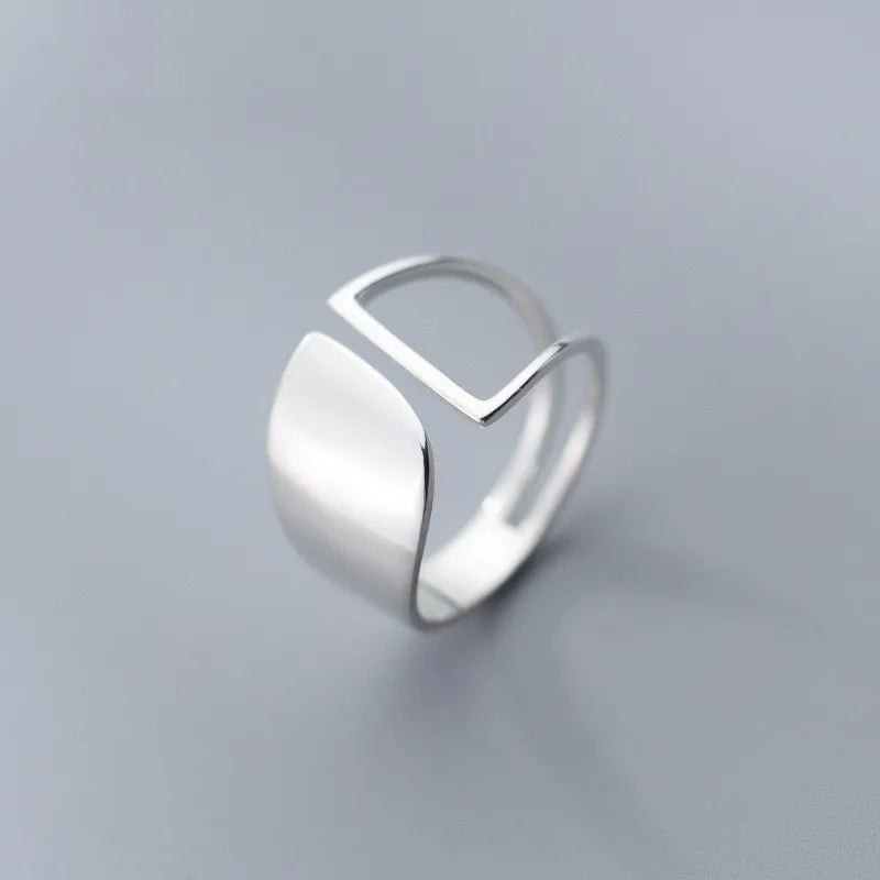 925 Sterling Silver Geometry Open Ring
