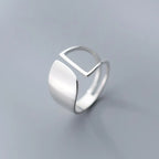 925 Sterling Silver Geometry Open Ring
