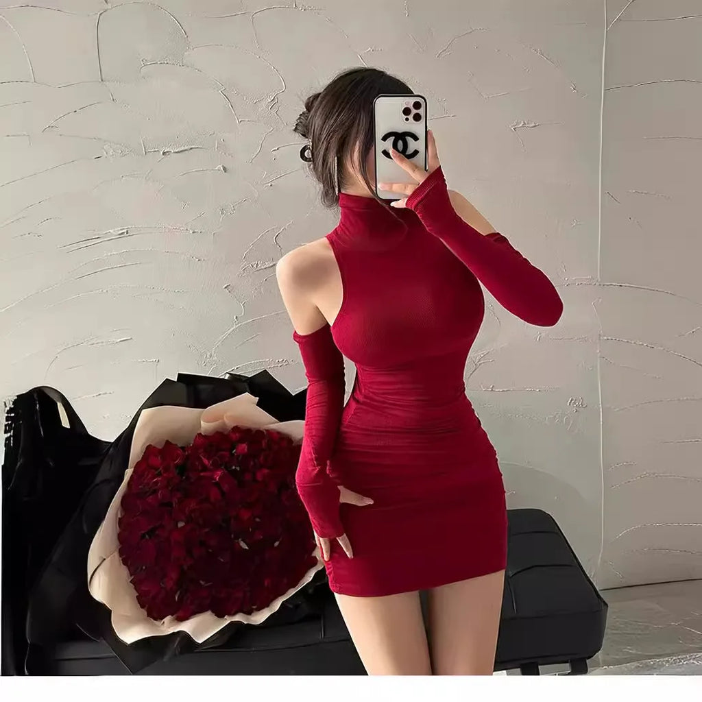 Mock-Neck Cutout Bodycon Dress