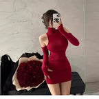 Mock-Neck Cutout Bodycon Dress