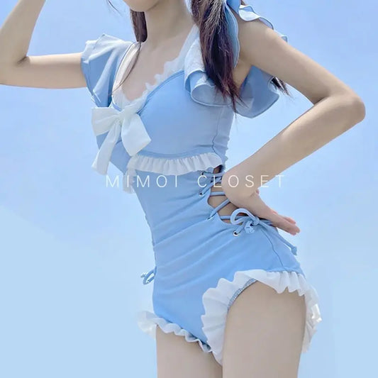 Sweet Patchwork Sleeveless Bowknot One Piece