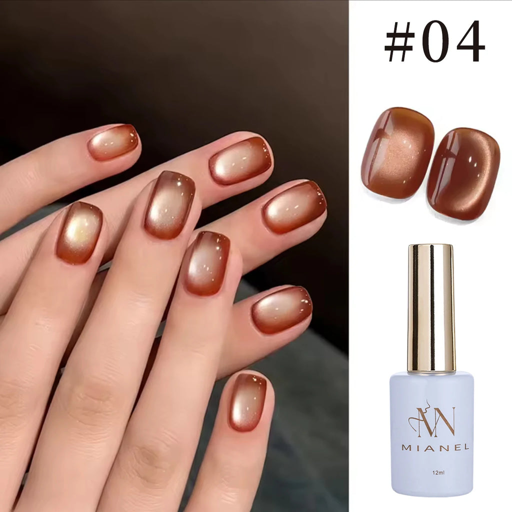 12ml 1-21pcs Brown Gold Cat Eye Gel Nail Polish