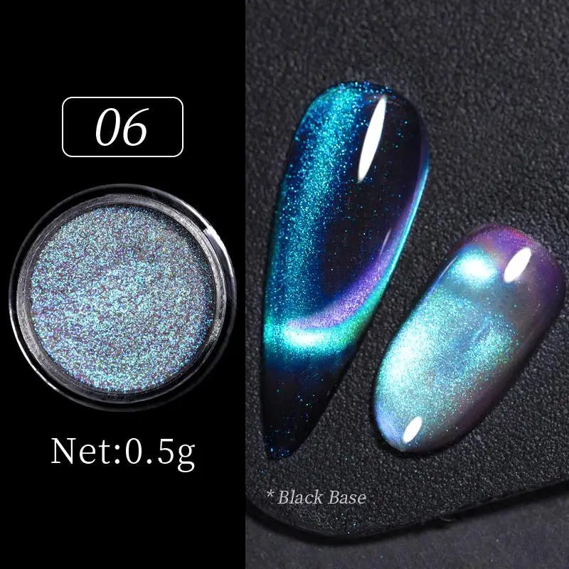 Water Light Purple Cat Magnetic Nail Powder Glitter Cat Magnet Effect Metallic Nail Pigment Dust Nail Art Supplies Decoration