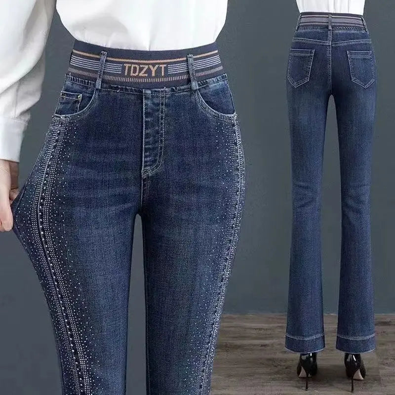 Simple Elegant High Waist Micro Flared Jeans