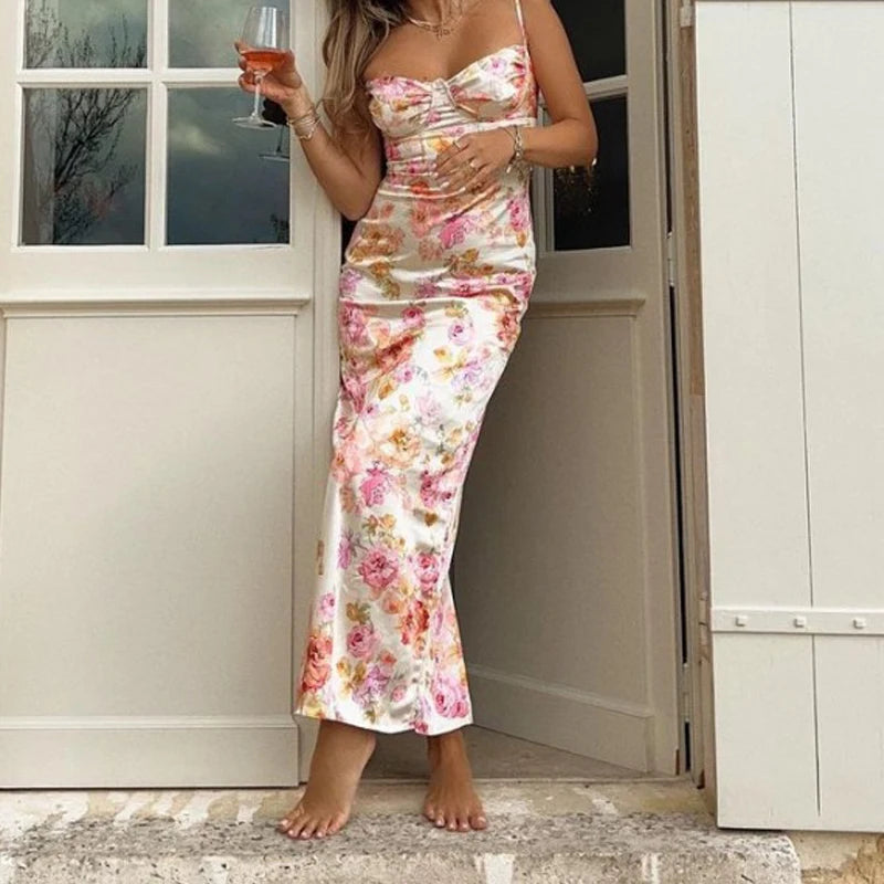 Floral Print Spaghetti Strap Dress