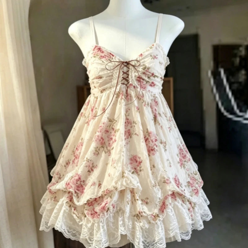 Floral Lace Babydoll Mini Dress