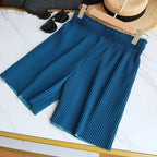 Elastic High Waist Pleated Shorts