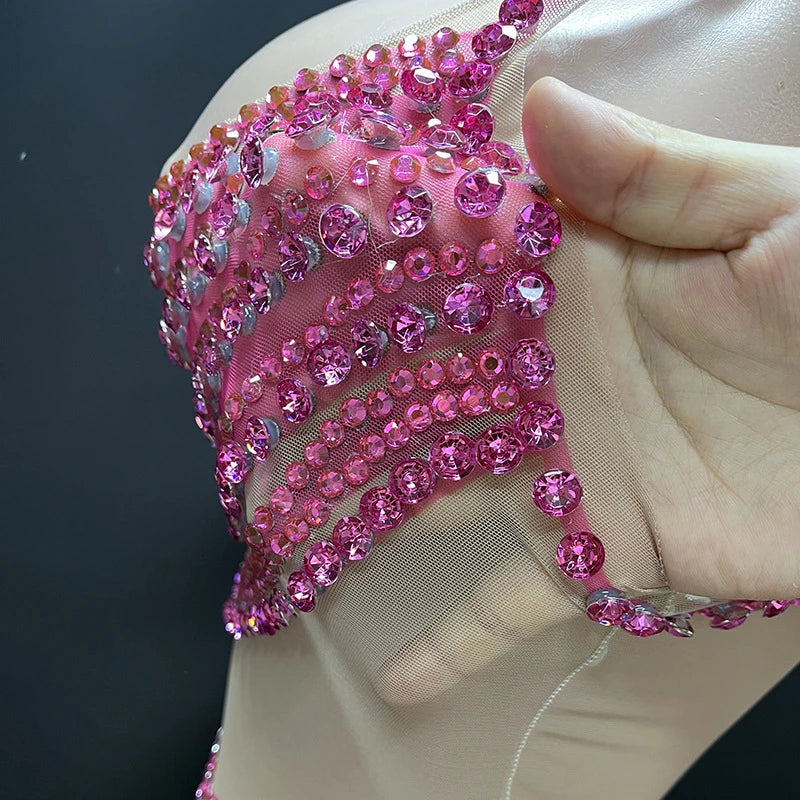 Mesh Rhinestones Dress