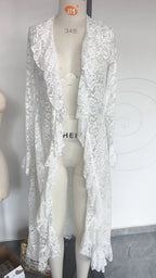 Lace Long Sleeve Maxi Cardigan Dress