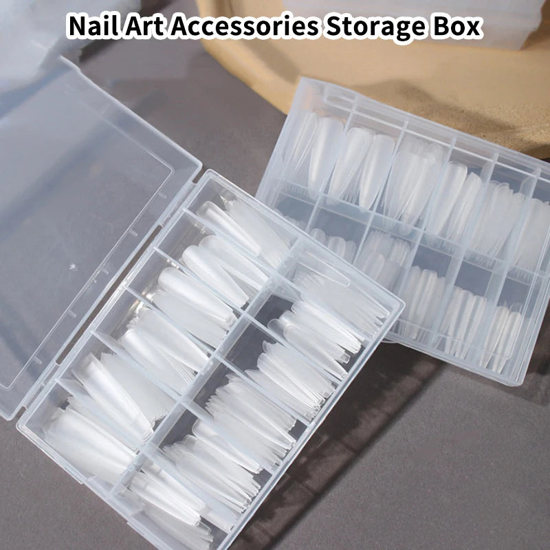 12 Grids False Nail Foils Storage Box Transparent Plastic Jewelry Beads Rhinestones False Nail Art Tips Box Empty Case Organizer