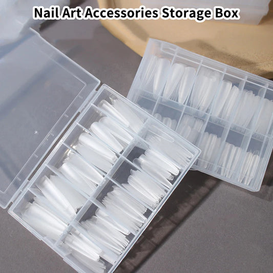 12 Grids False Nail Foils Storage Box Transparent Plastic Jewelry Beads Rhinestones False Nail Art Tips Box Empty Case Organizer