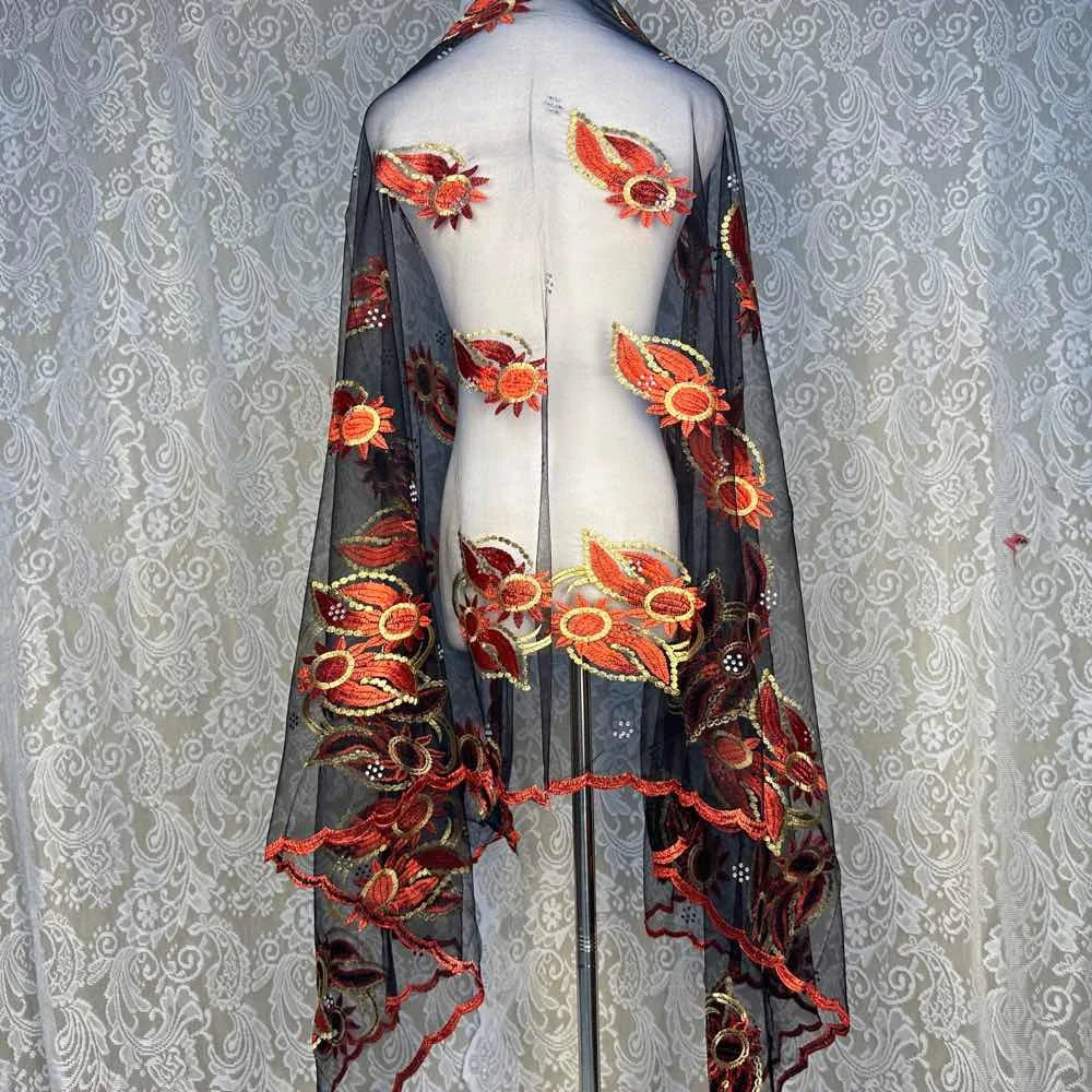 On Sale 2026 New African Net Hijab Scarf for Muslim Women African Dubai Islam Headscarf Embroidery Shawls Voile