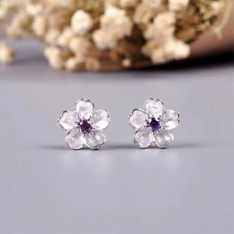 Blue Cherry Blossom Earrings