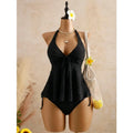 V Neck Halter Backless Lace Up Bikini